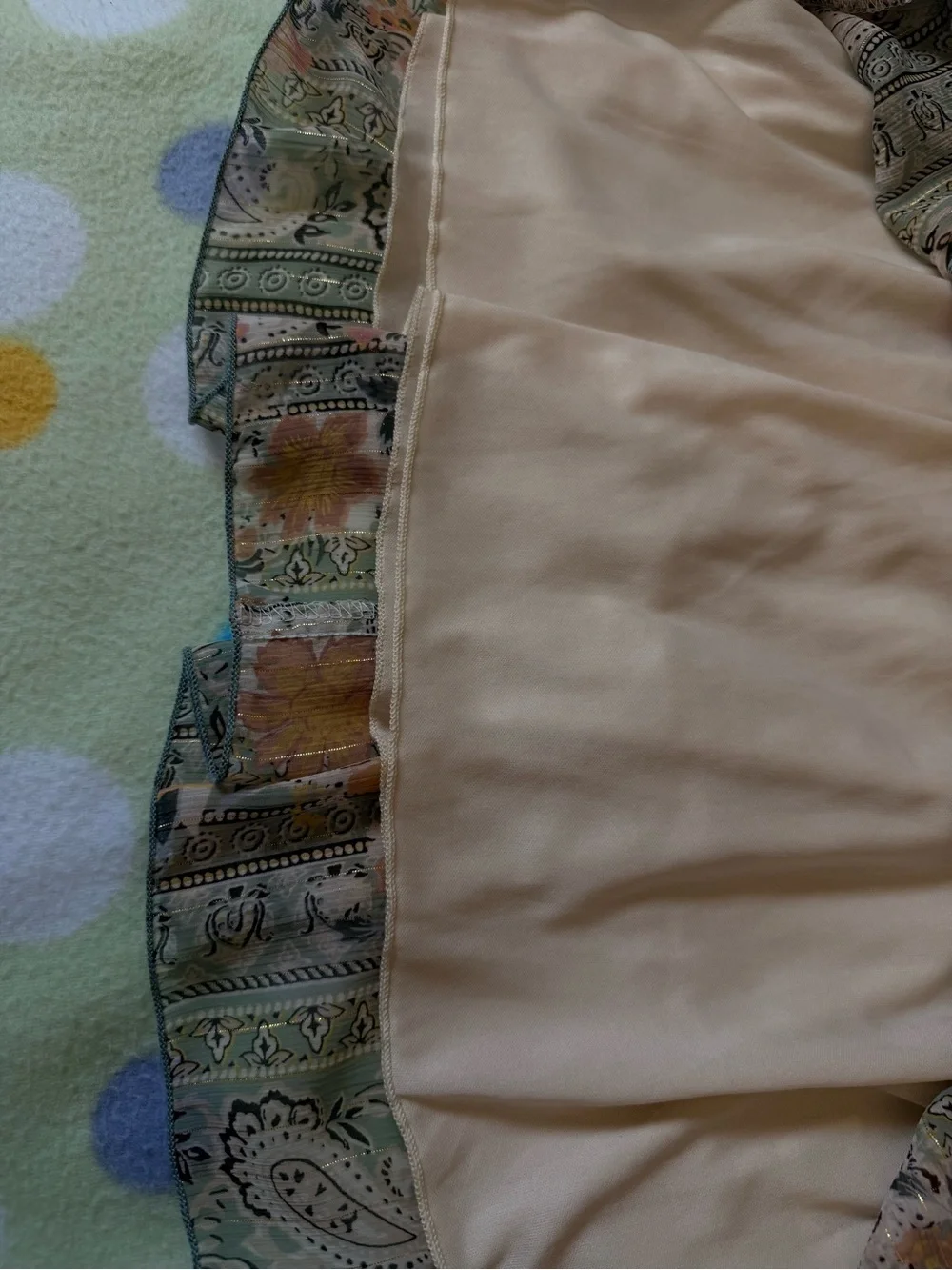 Altar'd State Sage Green Floral Tiered A-Line Skirt with Peach Accents - Picture 10 of 12